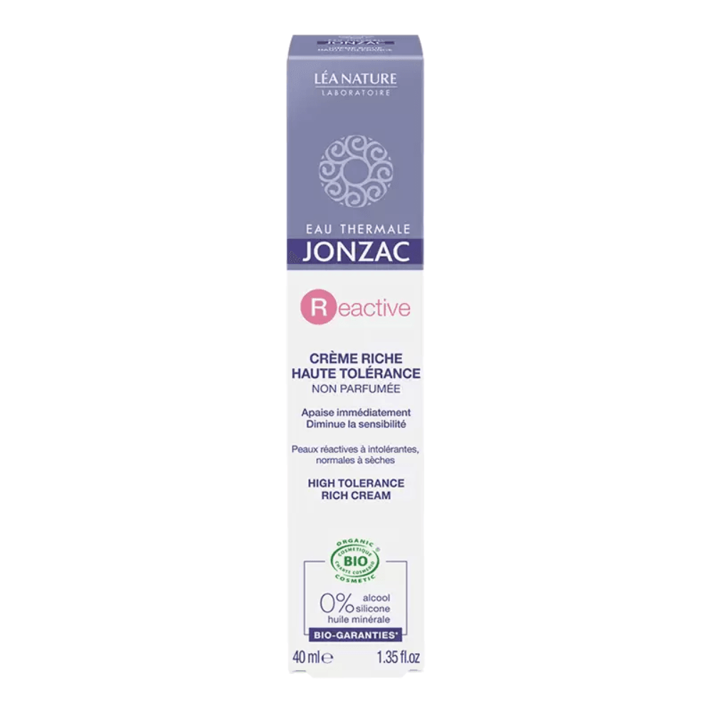 JONZAC Reactive Crème Riche Haute Tolérance 40ml Apaisante Protectrice Peaux Intolérantes