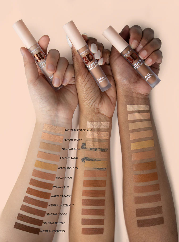 ABSOLUTE NEW YORK 3D Cover Concealer Peachy Ivory 5.5ml Correcteur Teint Couvrance Haute Précision Anti-Cernes