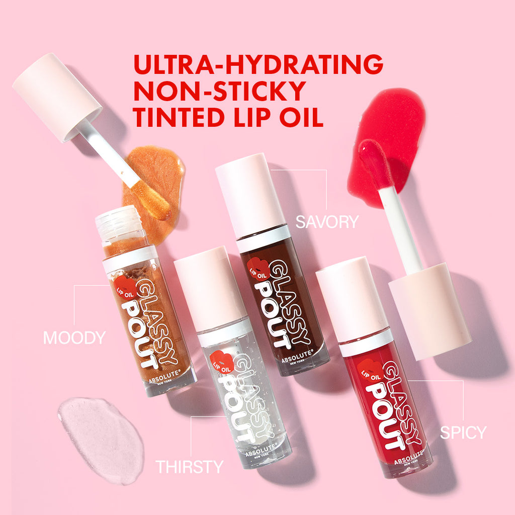 ABSOLUTE NEW YORK Glassy Pout Lip Oil Perky 15ml Huile à Lèvres Hydratante Brillance Glossy Soin Nourrissant