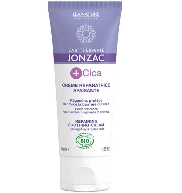 JONZAC Crème Réparatrice Apaisante +Cica 40ml Soin Cicatrisant Apaisant Peaux Sensibles Irritées