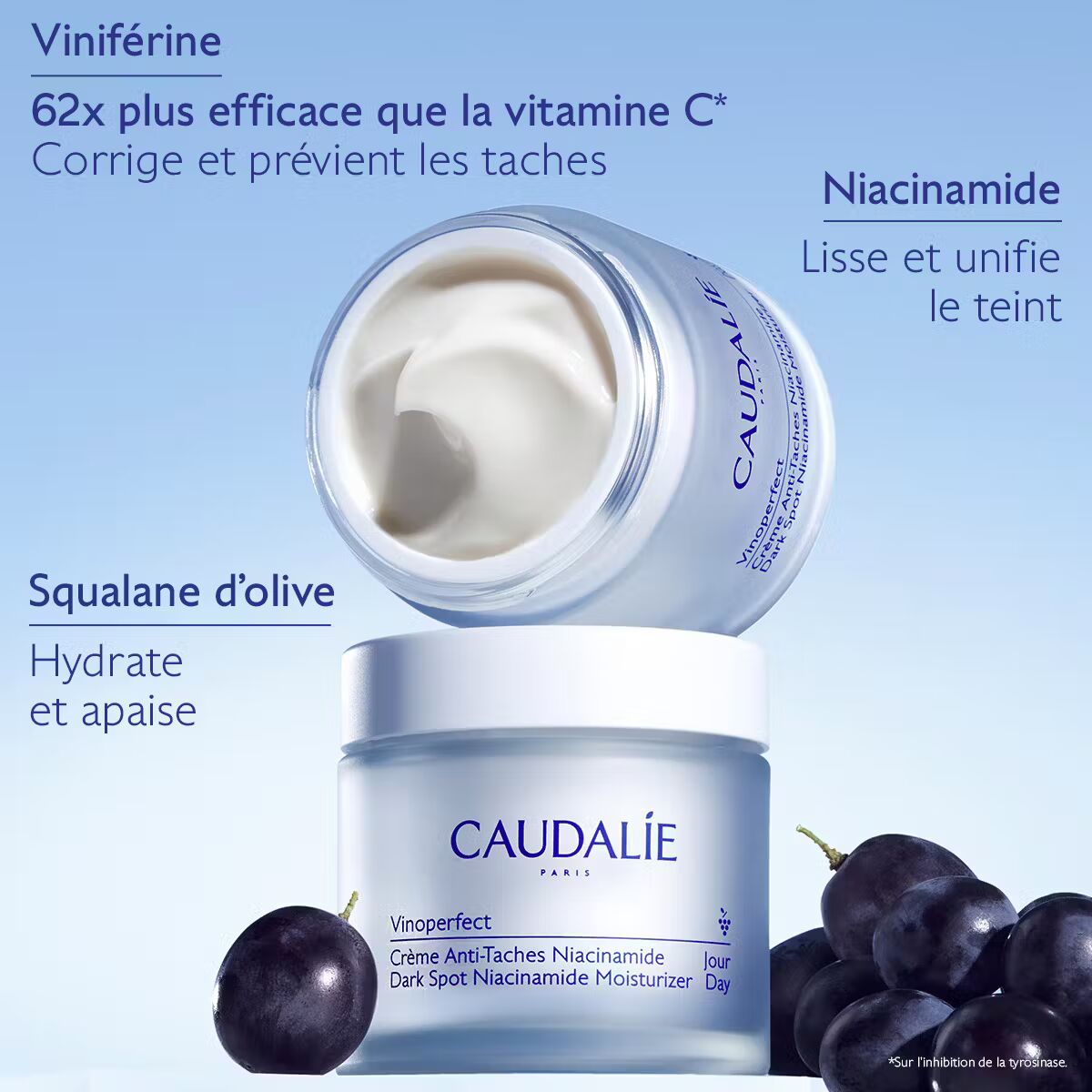 CAUDALIE Vinoperfect Crème Anti-Taches Niacinamide Recharge 50ml Hydratation Éclat