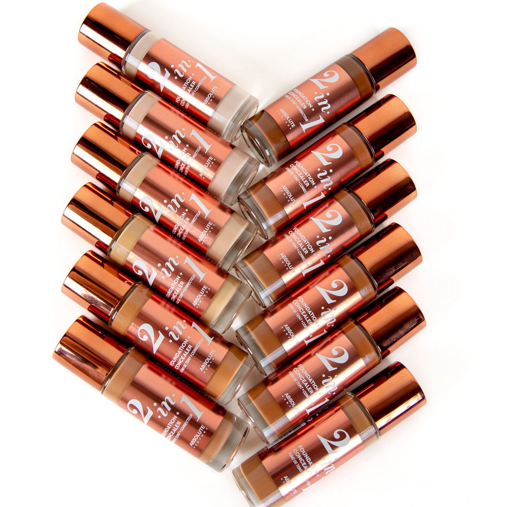 ABSOLUTE NEW YORK 2in1 Foundation & Concealer Neutral Shell 35ml Fond Teint Correcteur Couvrance Modulable Teint Unifié