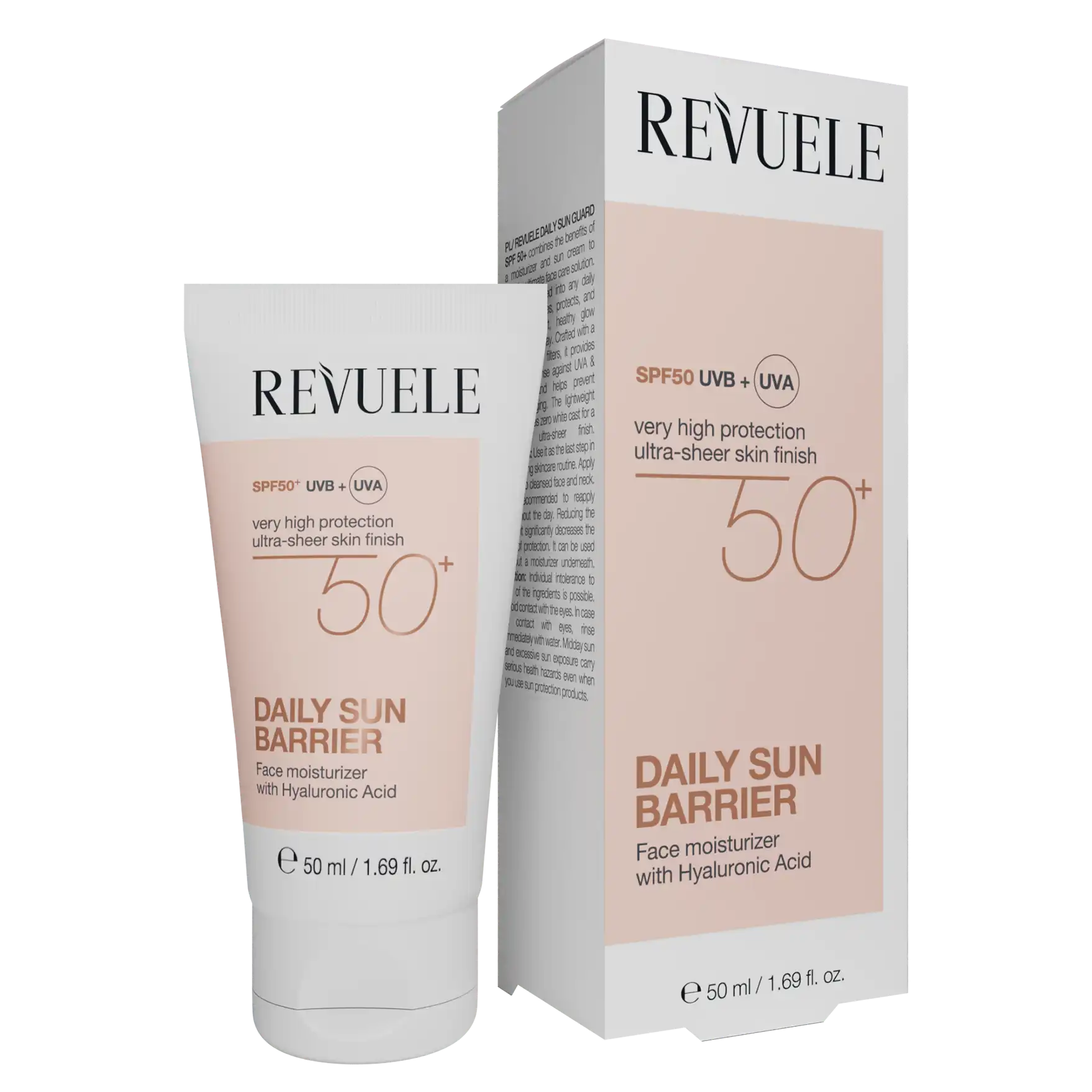 REVUELE Crème Solaire Quotidienne SPF 50+ 50ml Protection Avancée UVA UVB Anti-Âge Visage