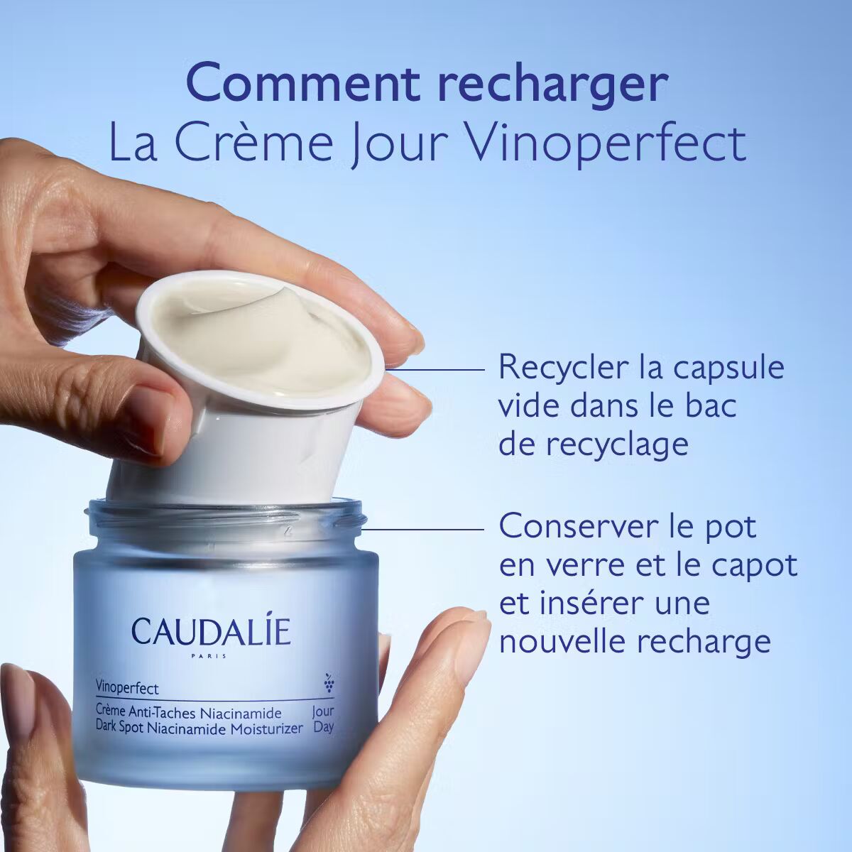 CAUDALIE Vinoperfect Crème Anti-Taches Niacinamide Recharge 50ml Hydratation Éclat