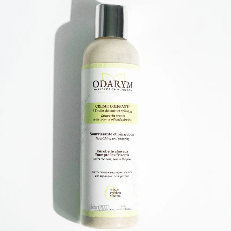 ODARYM Crème Coiffante Huile de Coco & Spiruline 250ml Définition Boucles Hydratation Cheveux Bouclés