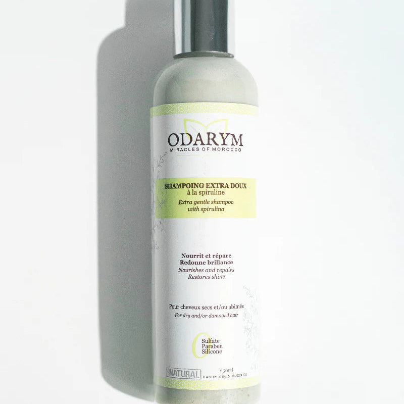ODARYM Shampooing Liquide Extra Doux Spiruline Huile de Coco 250ml Cheveux Délicats Usage Fréquent