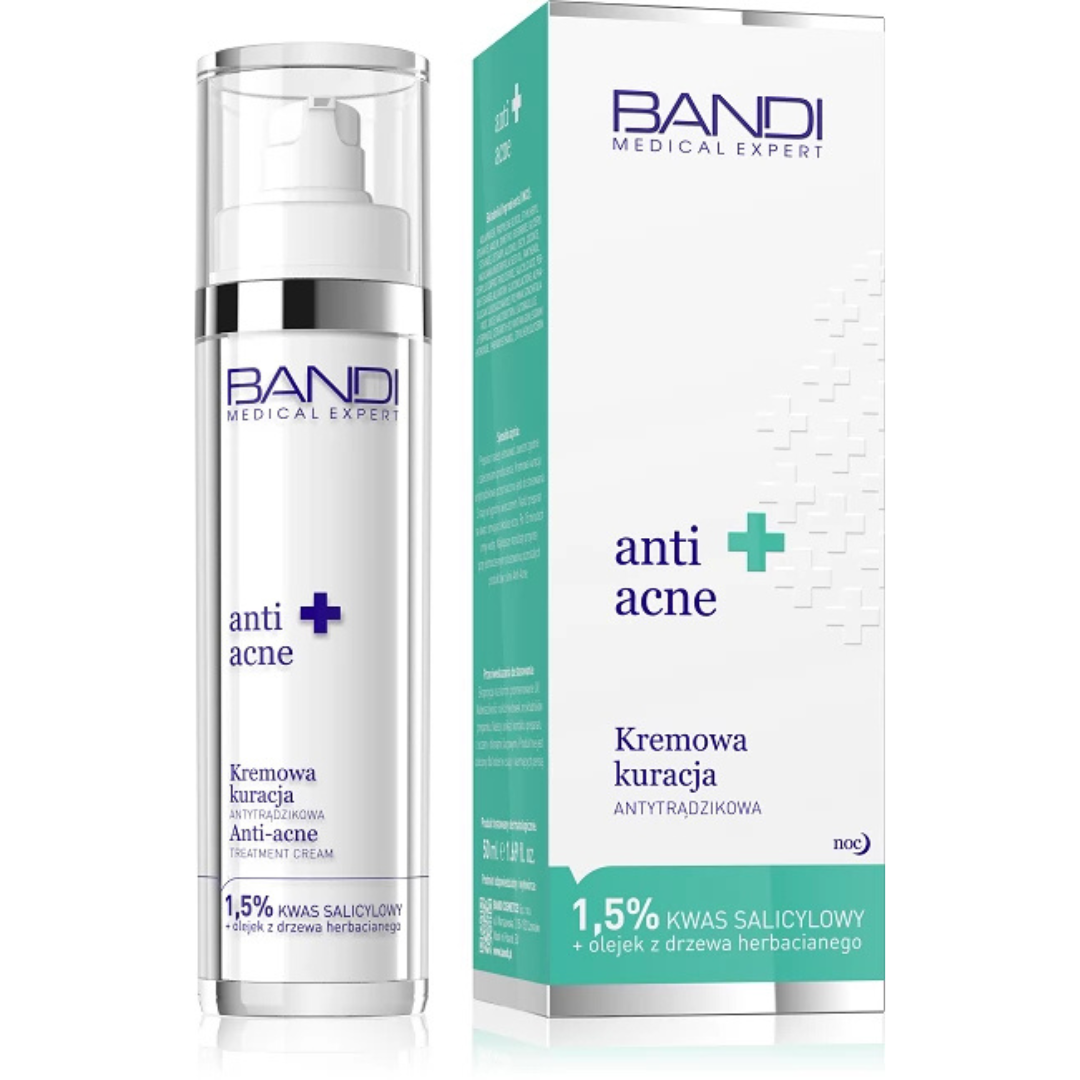 BANDI Anti Acne Crème 50ml Soin Visage Anti-Acné Crème Anti-Imperfections Peaux Acnéiques Boutons Pores Matifiant Purifiant