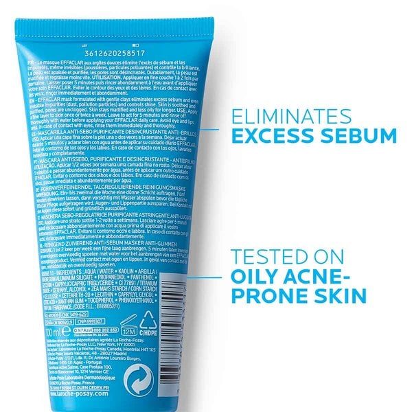 La Roche-Posay Effaclar Masque Sébo-Régulateur 100ml – Masque Purifiant Anti-Brillance