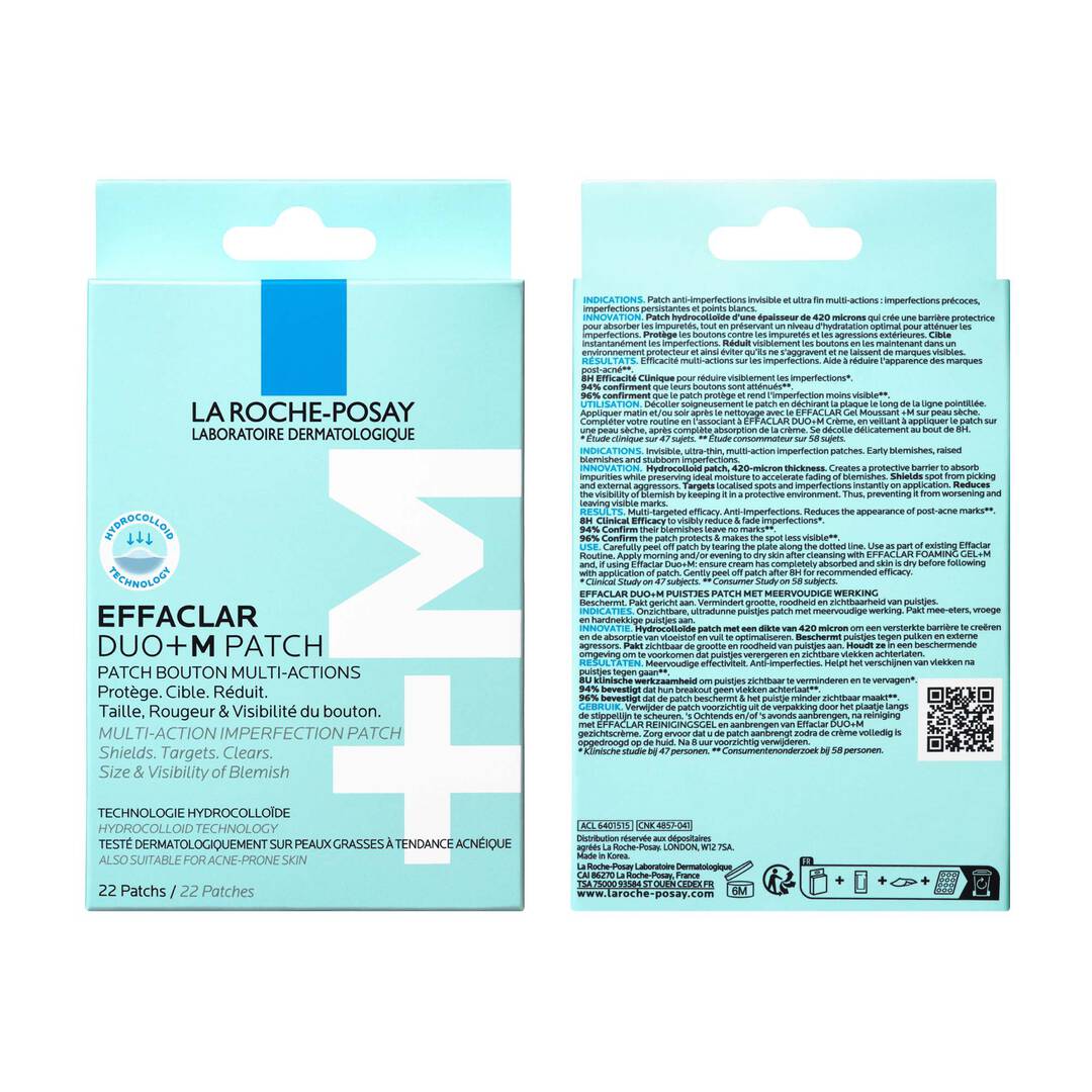 LA ROCHE-POSAY Effaclar Patch Anti-Imperfections DUO+M 22 Patchs Acné Boutons