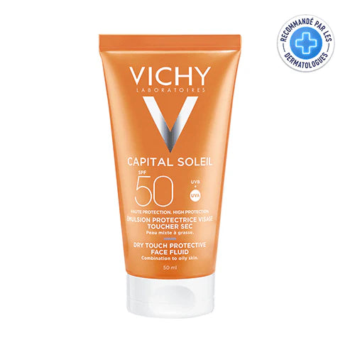 VICHY Capital Soleil Émulsion Toucher Sec SPF50 50ml + Lait Après-Soleil Offert Pack Solaire