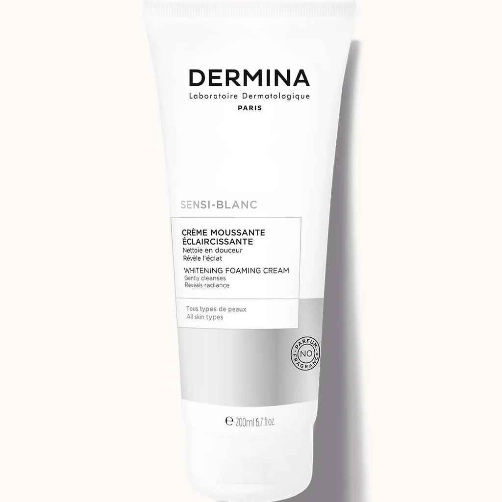 DERMINA Sensi-Blanc Crème Moussante Eclaircissante 200ml Nettoyant Visage Unifiant Sans Savon