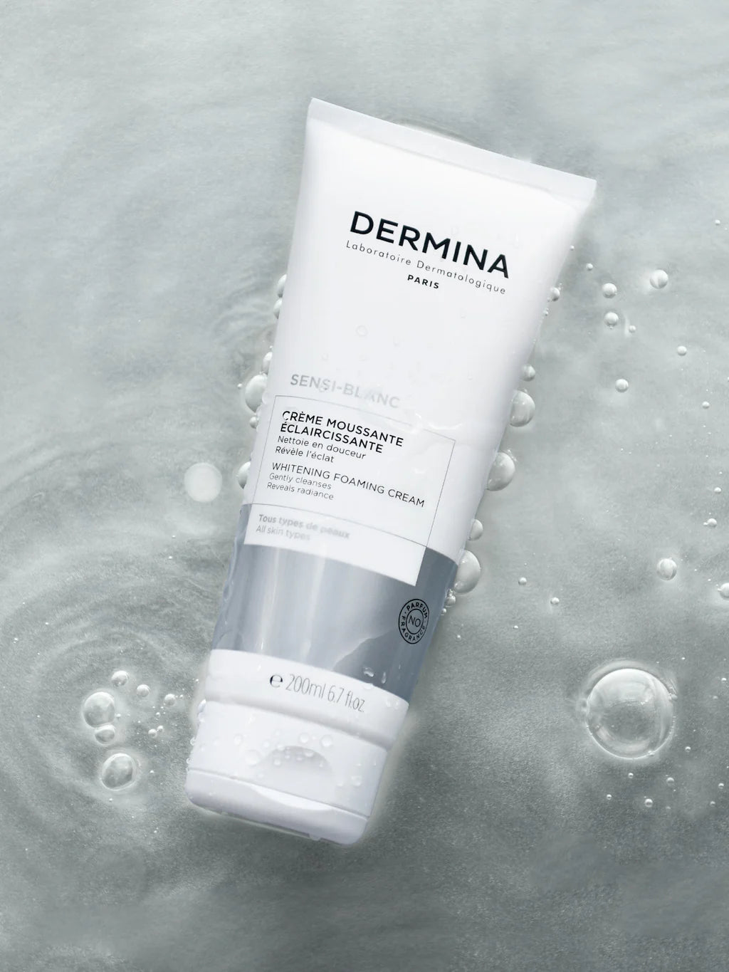 DERMINA Sensi-Blanc Crème Moussante Eclaircissante 200ml Nettoyant Visage Unifiant Sans Savon