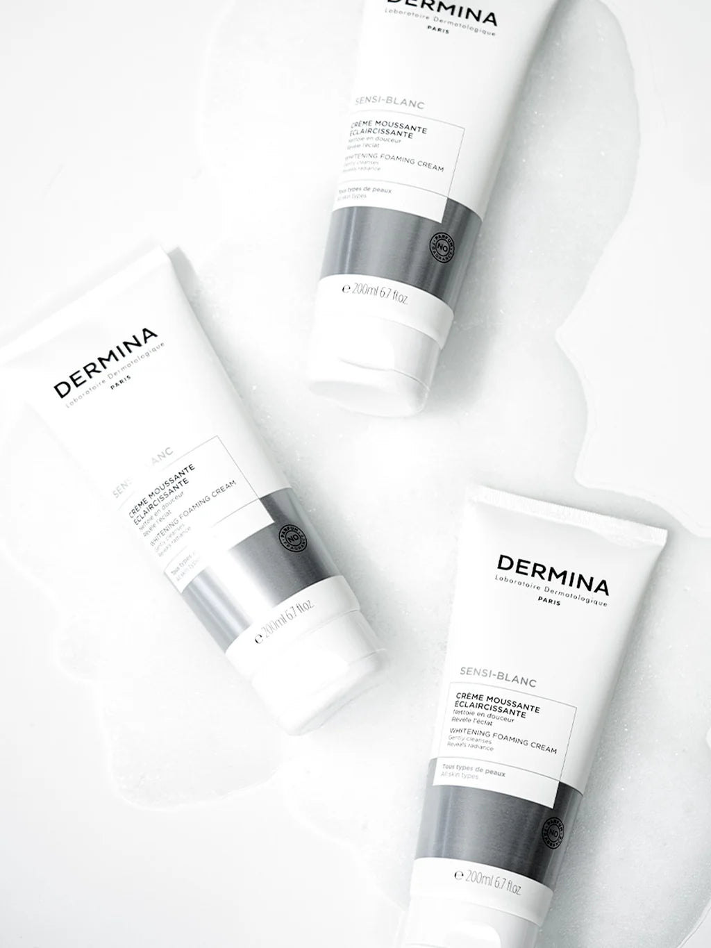 DERMINA Sensi-Blanc Crème Moussante Eclaircissante 200ml Nettoyant Visage Unifiant Sans Savon