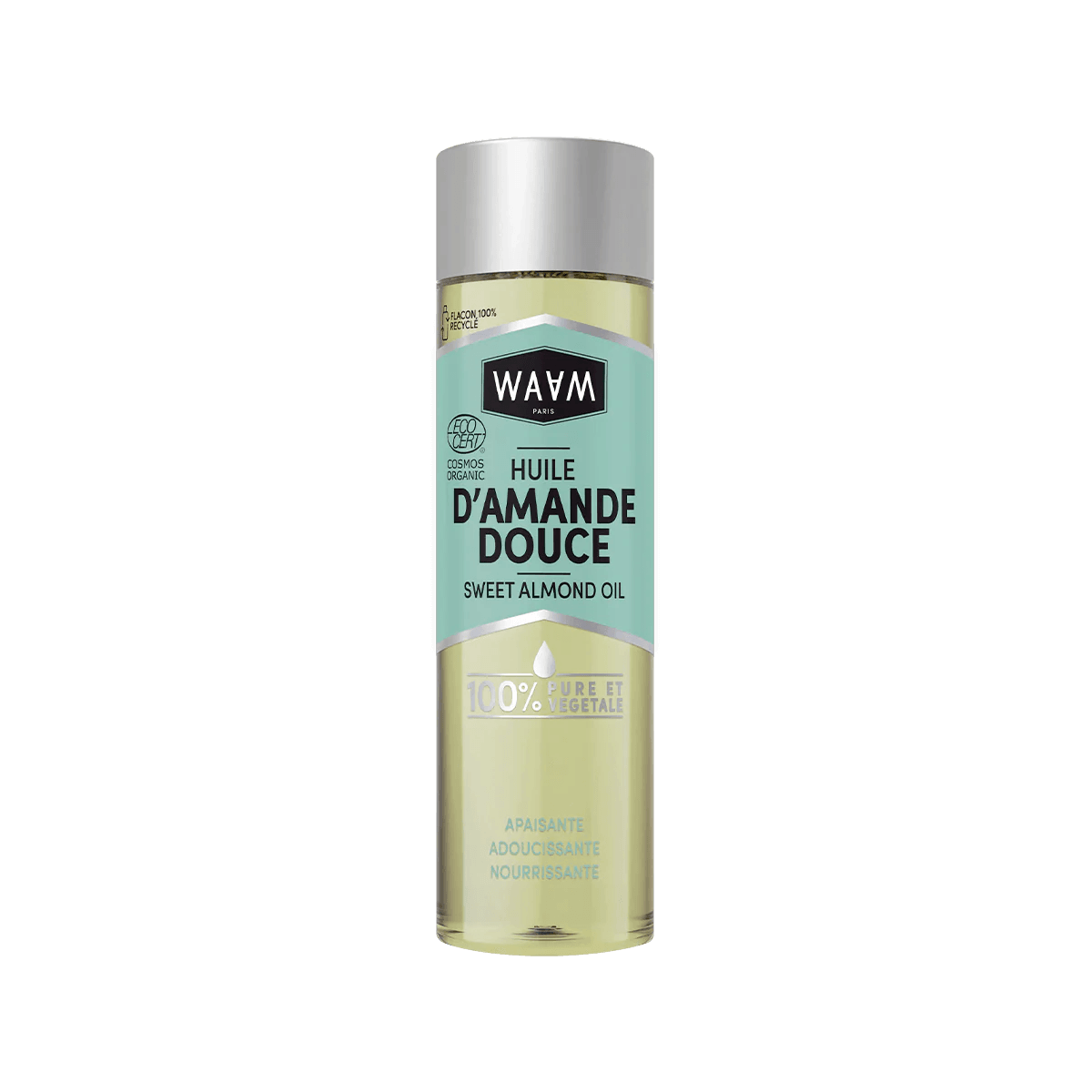 WAAM Huile d’Amande Douce Certifiée BIO 100ml Huile Végétale Pure Soin Visage Corps Bébé Apaisante Adoucissante Naturelle