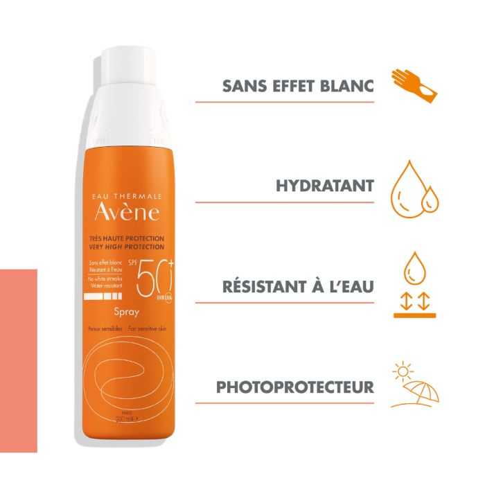 AVÈNE Spray Solaire SPF50+ 200ml – Très Haute Protection Corps