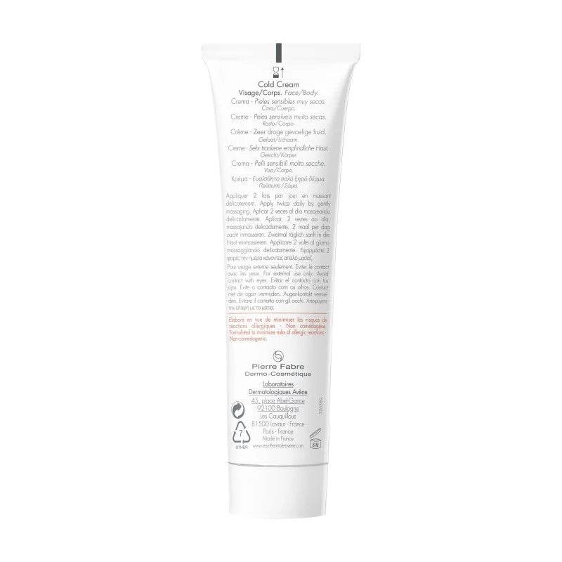 AVÈNE Cold Cream Crème 100ml – Soin Nourrissant & Protecteur Peaux Sèches