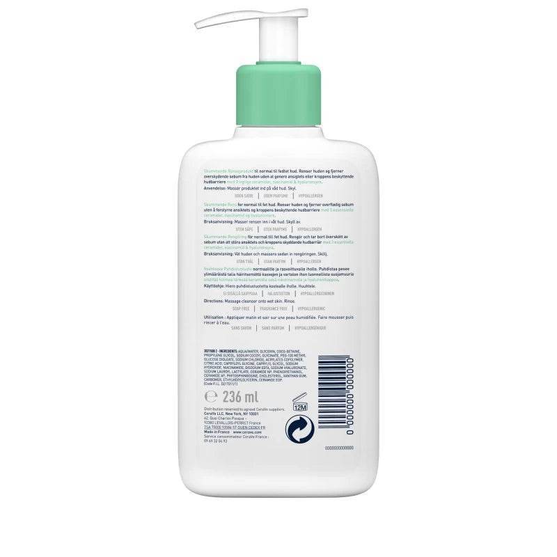 CeraVe Gel Moussant Nettoyant 236ml – Purification & Équilibre Peaux Normales à Grasses