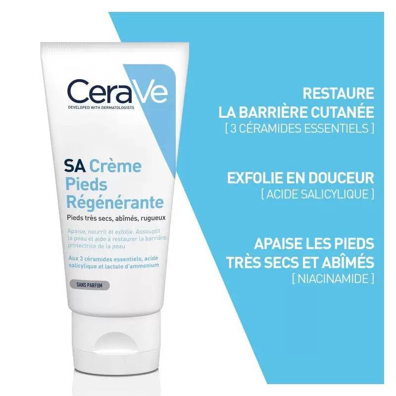 CeraVe SA Crème Pieds Régénérante 88ml – Exfoliation Douce & Réparation Intensive