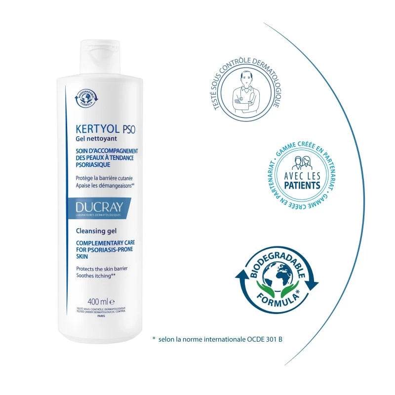 DUCRAY Kertyol PSO Gel Quotidien 400ml – Nettoyant Corps Psoriasis & Squames