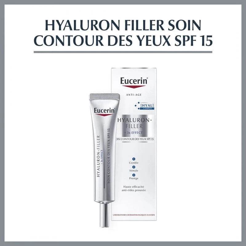 Eucerin HYALURON-FILLER Soin Contour Des Yeux SPF15 15ml – Anti-Rides Yeux