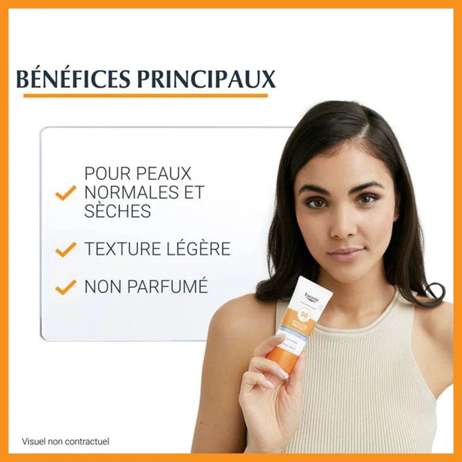 Eucerin Sun PROTECTION SPF50+ Sensitive Protect Crème Solaire 50ml – Très Haute Protection