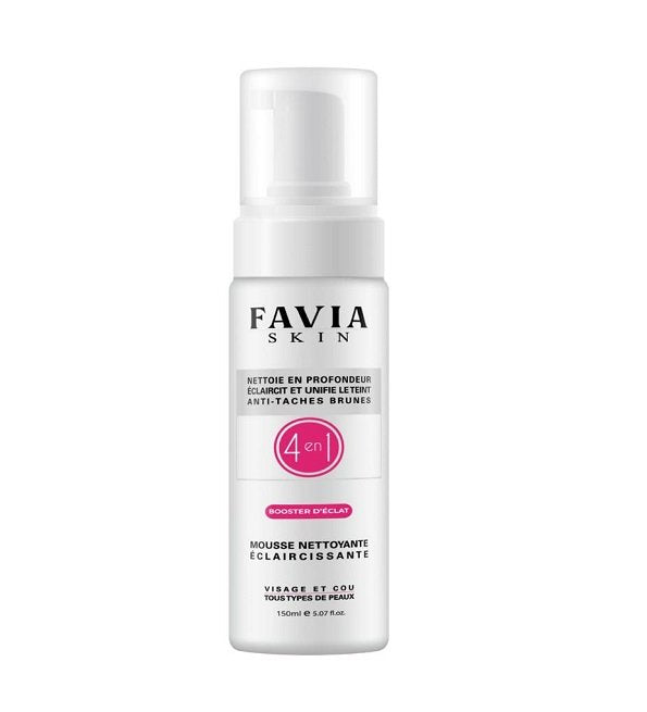 FAVIA DERMATOLOGIE Skin Mousse Nettoyante Éclaircissante 150ml Mousse Visage Anti-Taches Pigmentation Éclat Unifiant