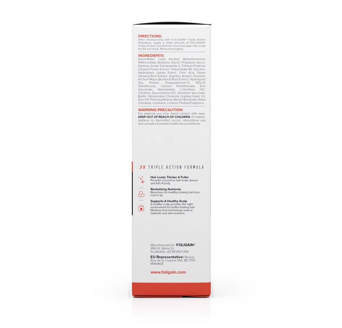 FOLIGAIN Triple Action Conditioner Trioxidil 2% Homme Après-Shampoing Anti-Chute Cheveux Densité Volume Croissance Capillaire