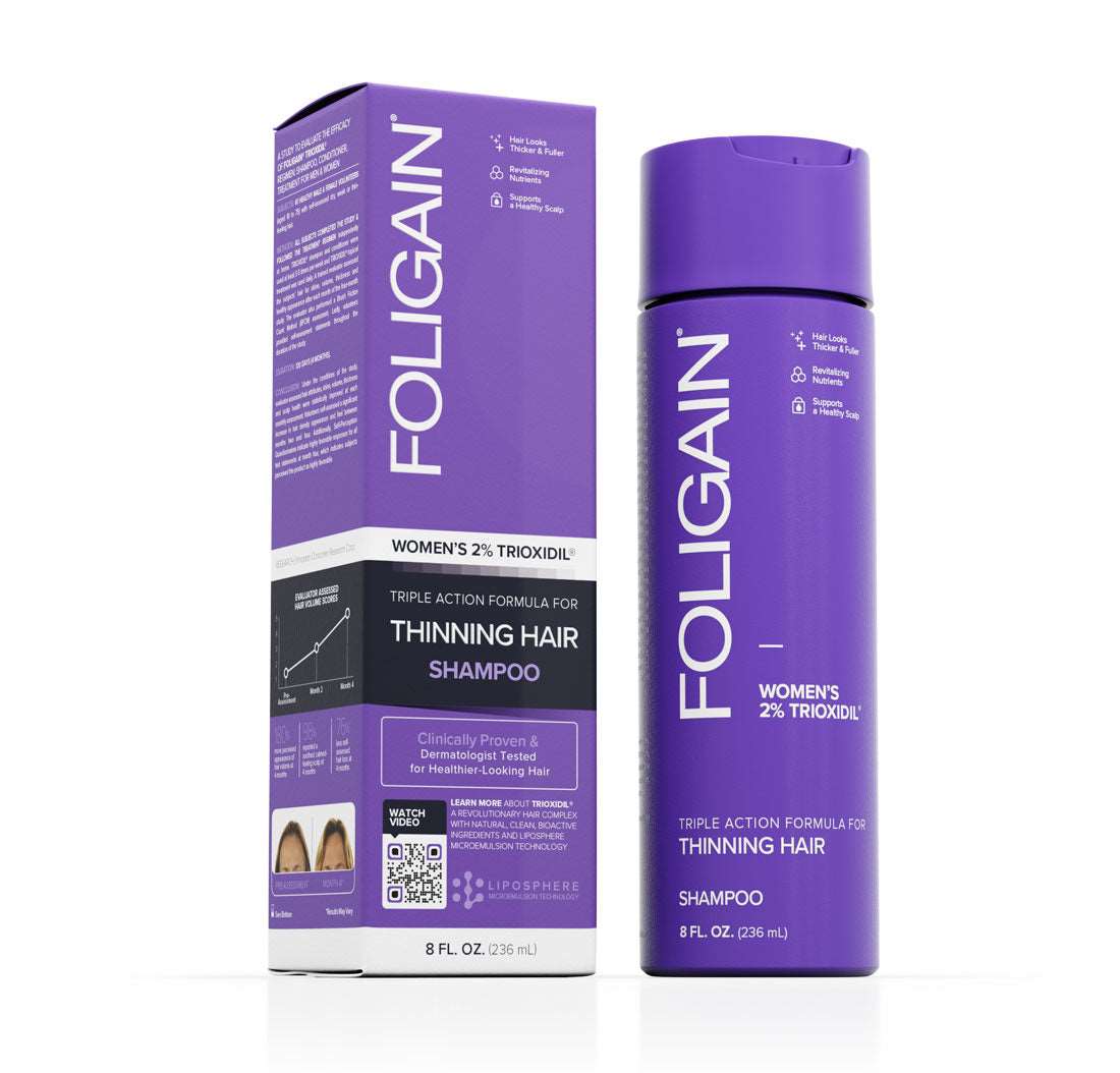 FOLIGAIN Triple Action Shampoing Trioxidil 2% Femme Shampoing Anti-Chute Cheveux Densité Volume Croissance Capillaire