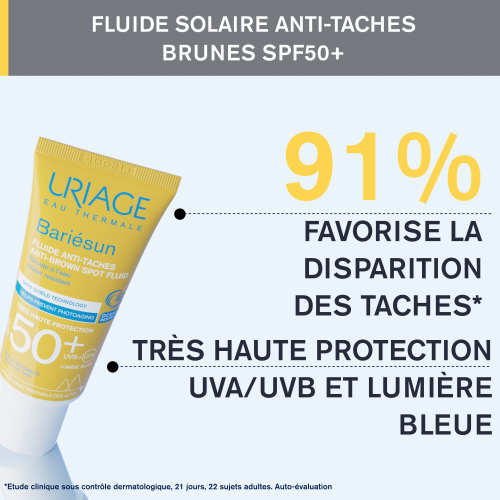 URIAGE Bariésun Fluide Anti-Taches SPF50+ 40ml Protection Solaire Très Haute Anti-Taches Pigmentation