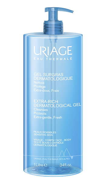 URIAGE Gel Surgras Liquide Dermatologique 1L Gel Nettoyant Doux Sans Savon Peaux Sensibles Format Familial
