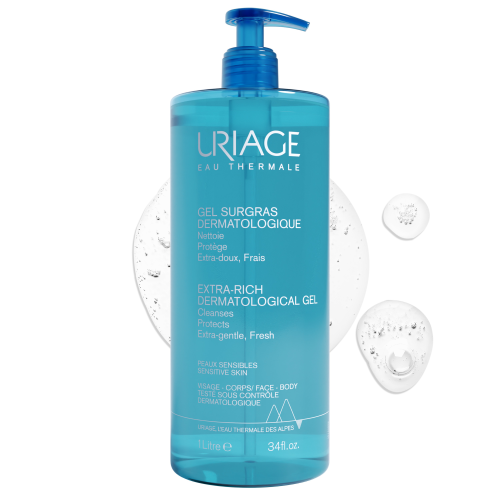 URIAGE Gel Surgras Liquide Dermatologique 1L Gel Nettoyant Doux Sans Savon Peaux Sensibles Format Familial