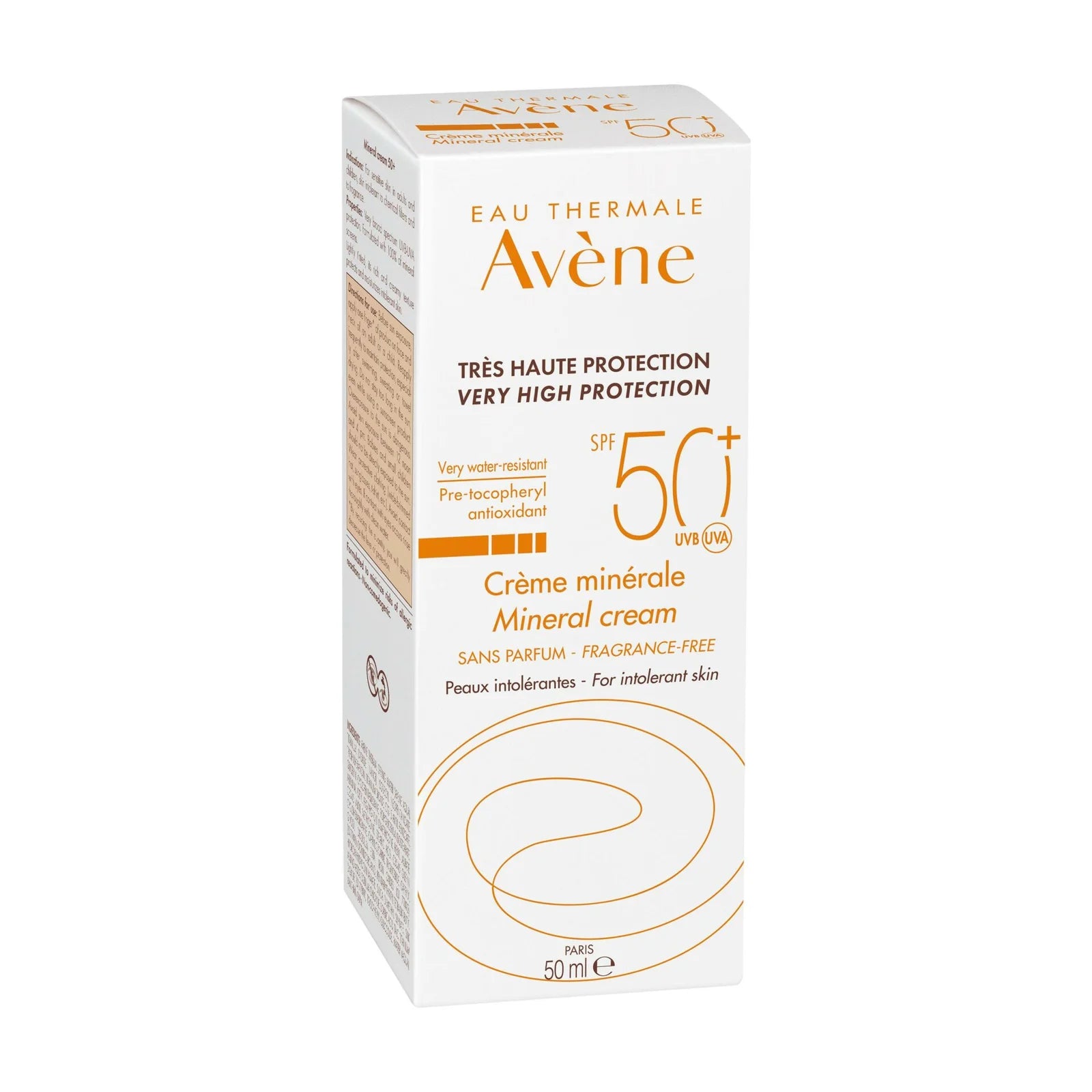 AVÈNE Très Haute Protection Crème Minérale SPF50+ 50ml – Peaux Intolérantes