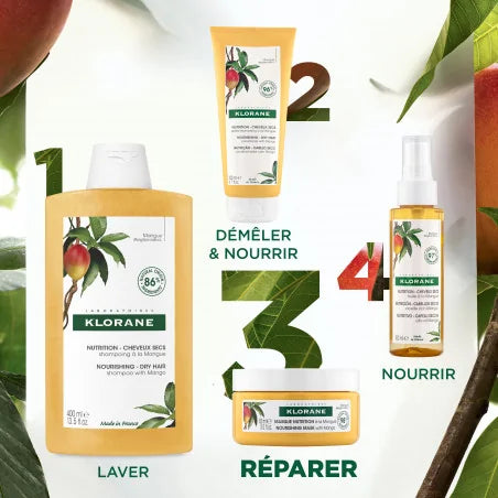 KLORANE Masque Nutrition à la Mangue 150ml – Cheveux Secs et Abîmés