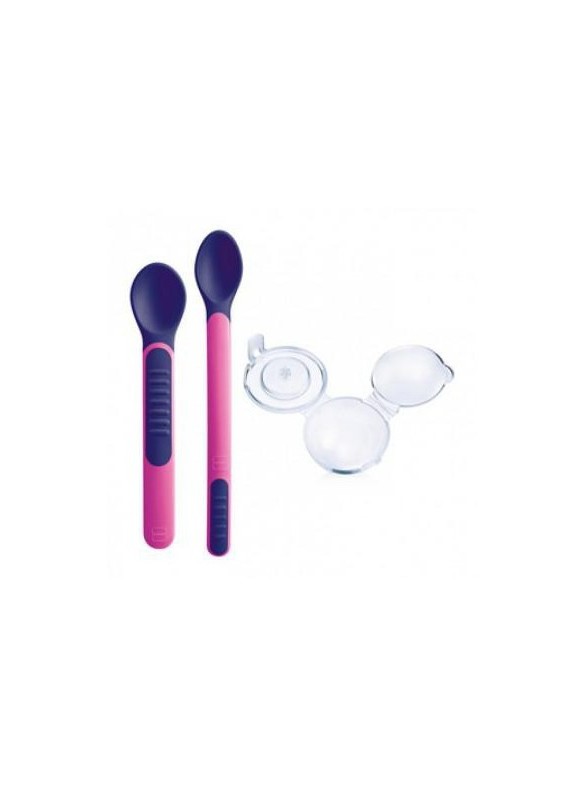 MAM 2 CUILLÈRES THERMO SENSIBLES + ÉTUI COULEUR VIOLETTE 6+ MOIS