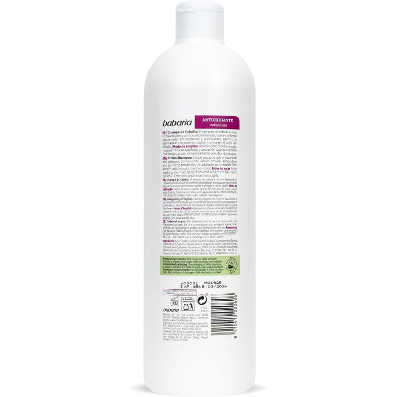 BABARIA Shampooing Oignon 700ml Shampooing Anti-Chute Cheveux Fortifiant