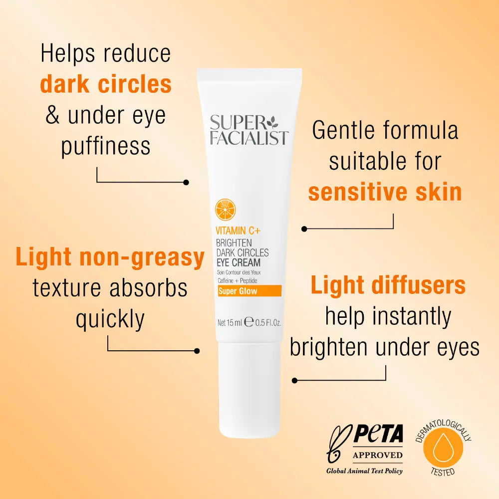 Super Facialist Vitamin C+ Brighten Dark Circles Eye Cream 15ml Contour Yeux Anti-Cernes Vitamine C Éclaircissant