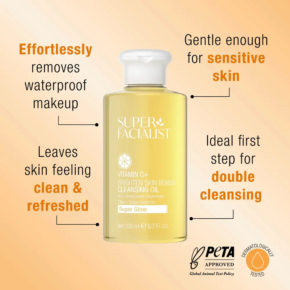 Super Facialist Vitamin C+ Cleansing Oil 200ml Huile Nettoyante Visage Vitamine C Antioxydante Éclat Lumineux