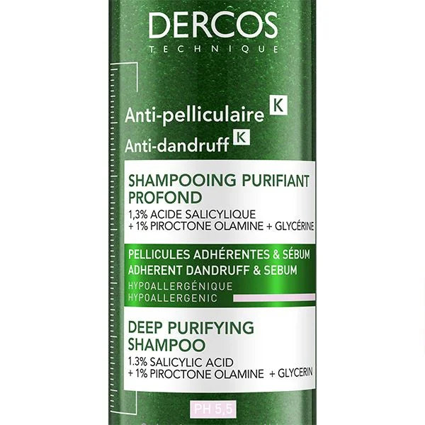 VICHY Dercos Anti-Pelliculaire K Shampooing Cuir Chevelu Purifié 250ml