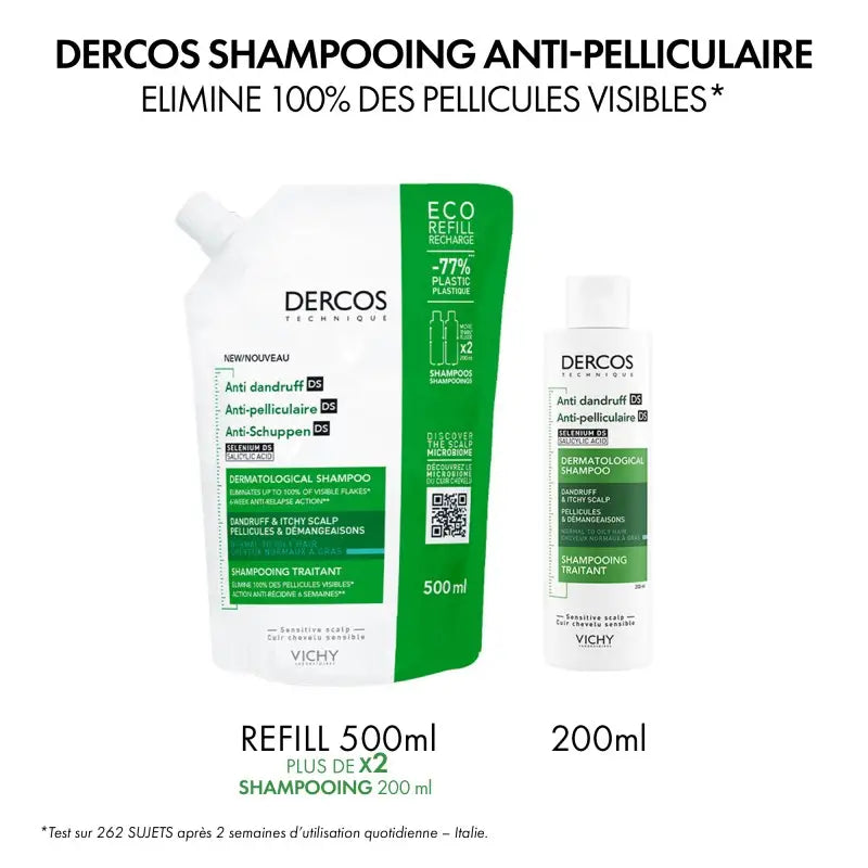 VICHY Dercos Shampooing Traitant Antipelliculaire Cheveux Normaux à Gras 200ml