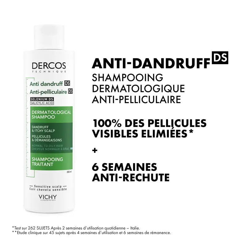 VICHY Dercos Shampooing Traitant Antipelliculaire Cheveux Normaux à Gras 200ml