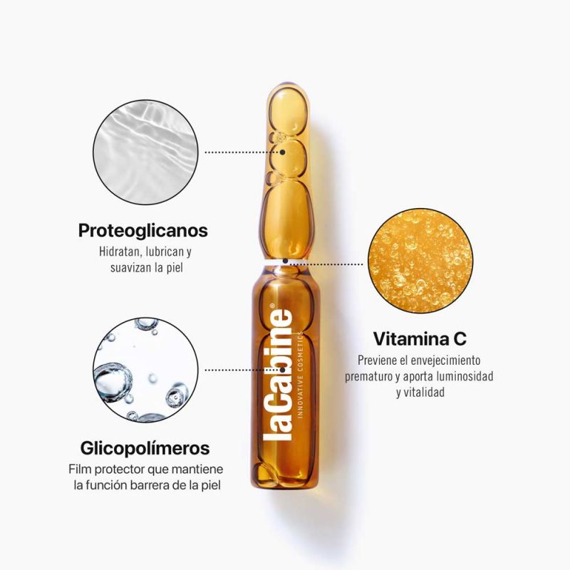 LACABINE VIT-C Ampoules 10x2ml Vitamine C Pure Concentré Éclat Anti-Taches Antioxydant Cure Intensive Tous Types de Peaux